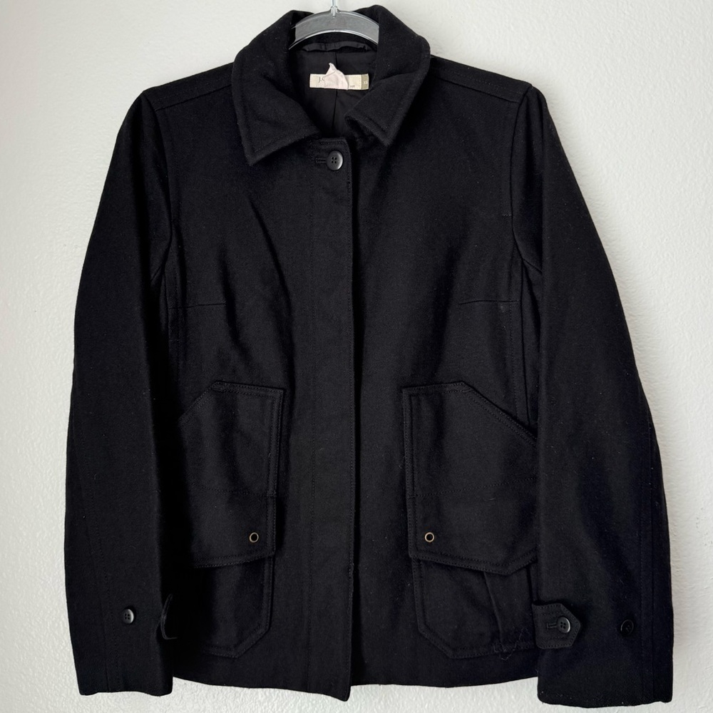 J.Crew Vintage Black Wool Blend Coat XS Grunge Dark Academia Corporate Goth